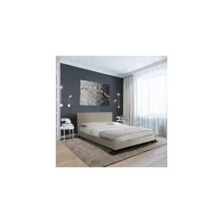 Marque Generique Lit DUBLIN 160x200 + 1 Sommier / Beige