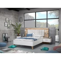 BUT Lit 140x190cm Chevets Intégrés RICCIANO Imitation Chêne Et Blanc 6 BUT Lit 140x190cm Chevets Intégrés RICCIANO Imitation Chêne Et Blanc -Zinus Boutique lit 140x190cm chevets integres ricciano imitation chene et blanc 13735320 37902370 1140x1140