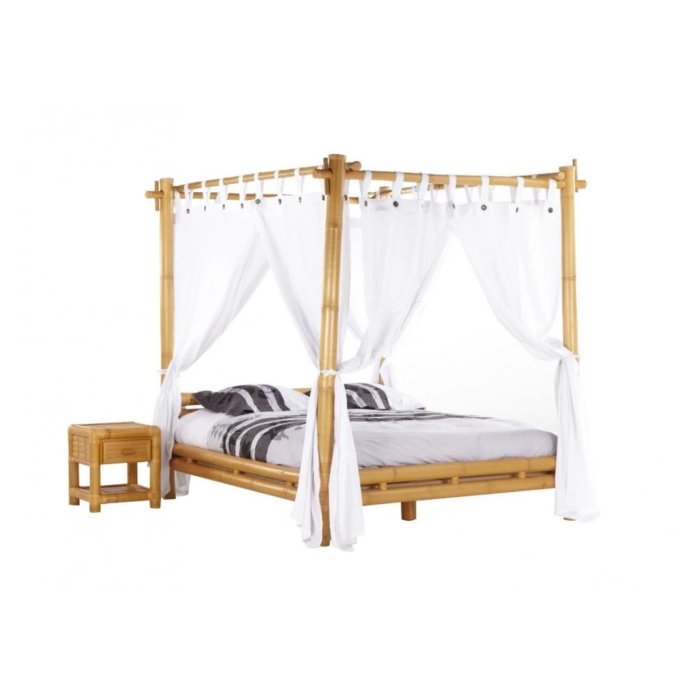 Vente-unique Lit à Baldaquin Avec Voilage 160 X 200 Cm - Bambou - Naturel - MALIND... 3 Vente-unique Lit à Baldaquin Avec Voilage 160 X 200 Cm - Bambou - Naturel - MALIND... – Image 3