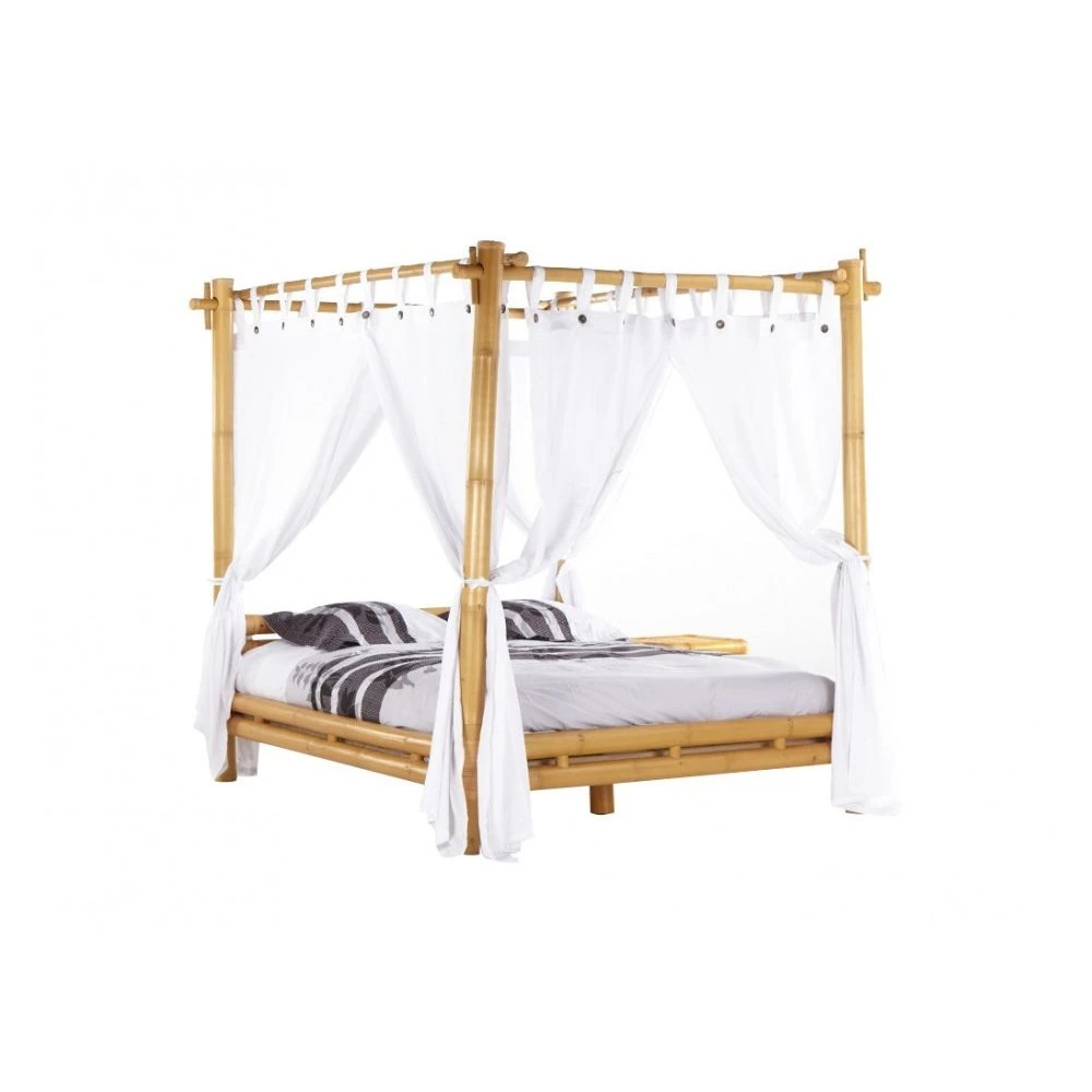 Vente-unique Lit à Baldaquin Avec Voilage 160 X 200 Cm - Bambou - Naturel - MALIND... 2 Vente-unique Lit à Baldaquin Avec Voilage 160 X 200 Cm - Bambou - Naturel - MALIND... – Image 2