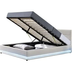Habitat Et Jardin Lit Coffre LED Anastasia - 140 X 190 Cm - Blanc