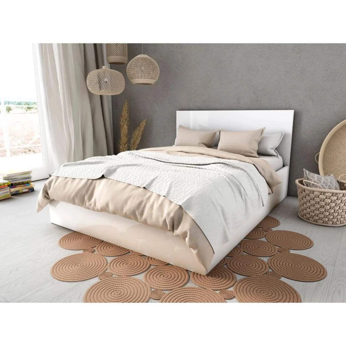 BUT Lit Coffre 160x200 Cm BEST 2 Blanc Brillant 2 BUT Lit Coffre 160x200 Cm BEST 2 Blanc Brillant – Image 2