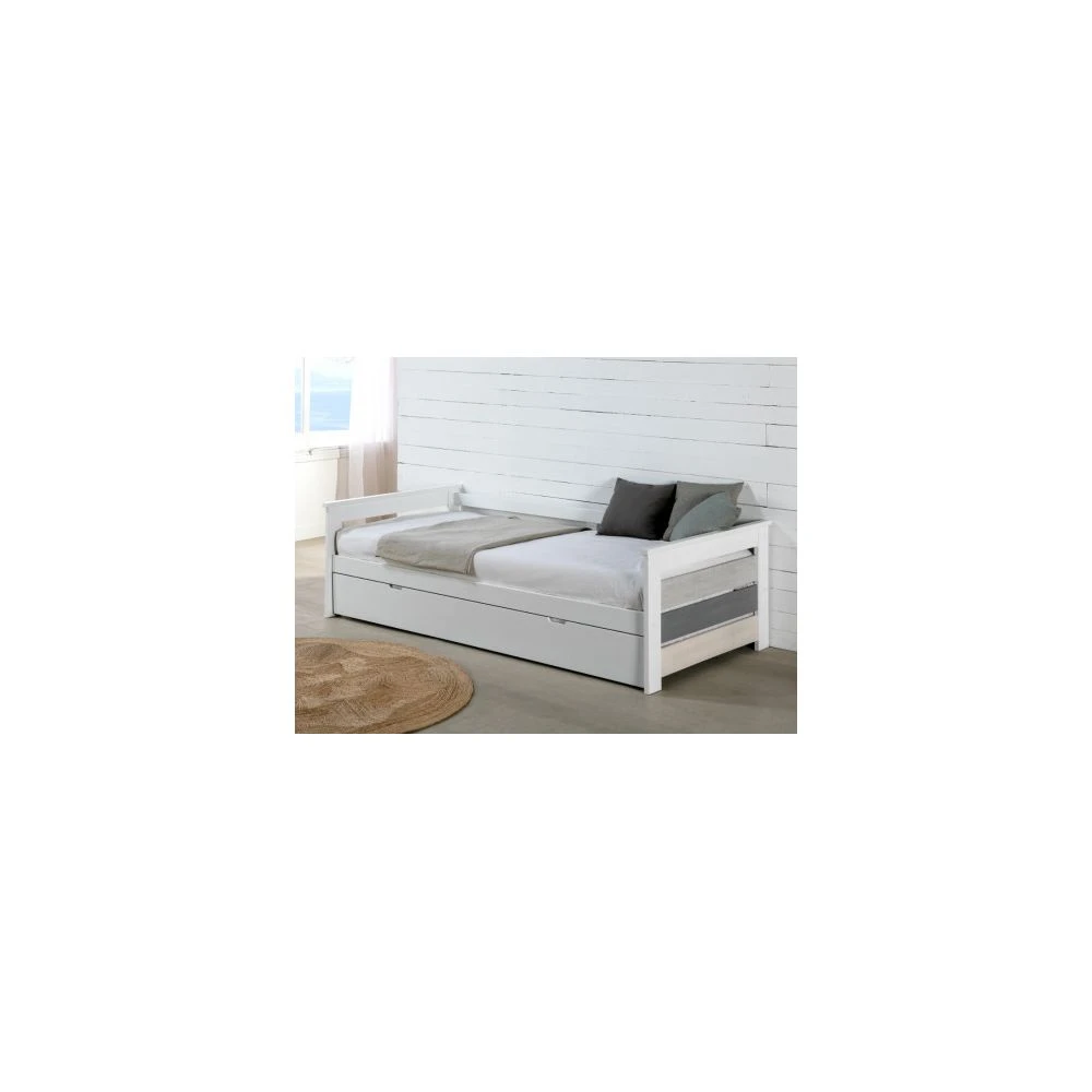 Vente-unique Lit Gigogne Banquette CELIANE - 2 X 90 X 190 Cm - MDF - Blanc 1 Vente-unique Lit Gigogne Banquette CELIANE - 2 X 90 X 190 Cm - MDF - Blanc