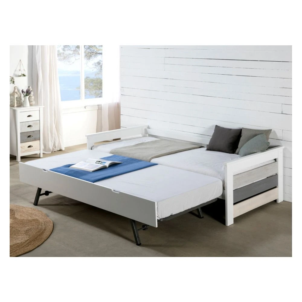 Vente-unique Lit Gigogne Banquette CELIANE - 2 X 90 X 190 Cm - MDF - Blanc 3 Vente-unique Lit Gigogne Banquette CELIANE - 2 X 90 X 190 Cm - MDF - Blanc – Image 3